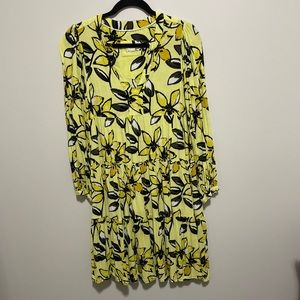 Anthropologie Maeve Lemon Yellow Floral Tiered Dress